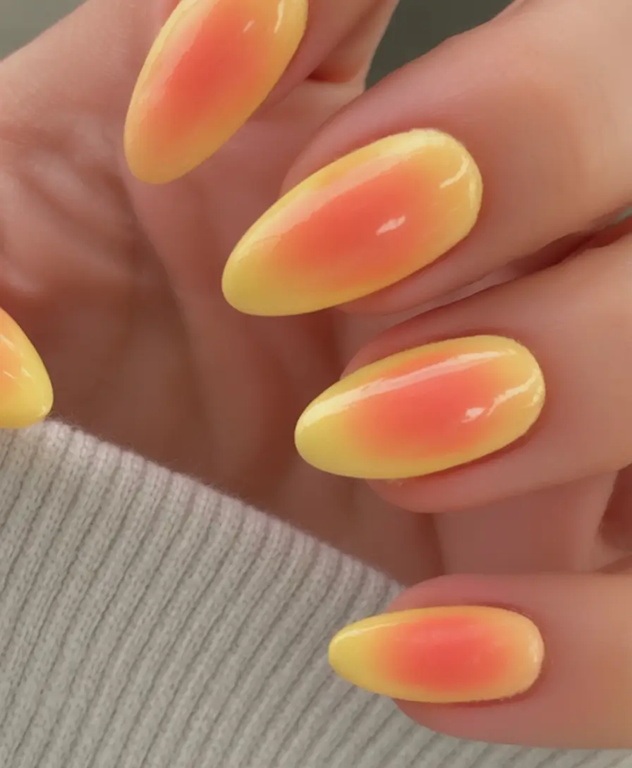 September 2025 Nail Colors Shades Peach Glow Gradient