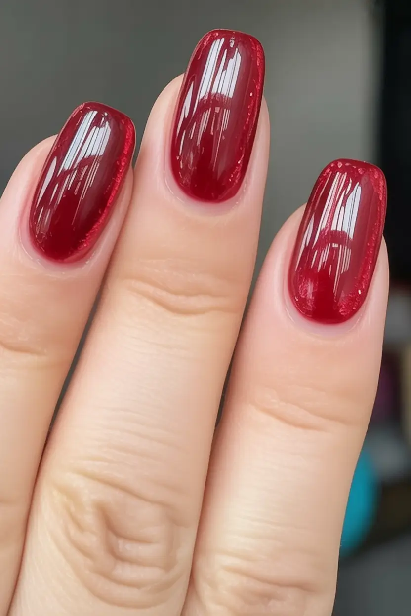 September 2025 Nail Colors Shades Glossy Cherry Red