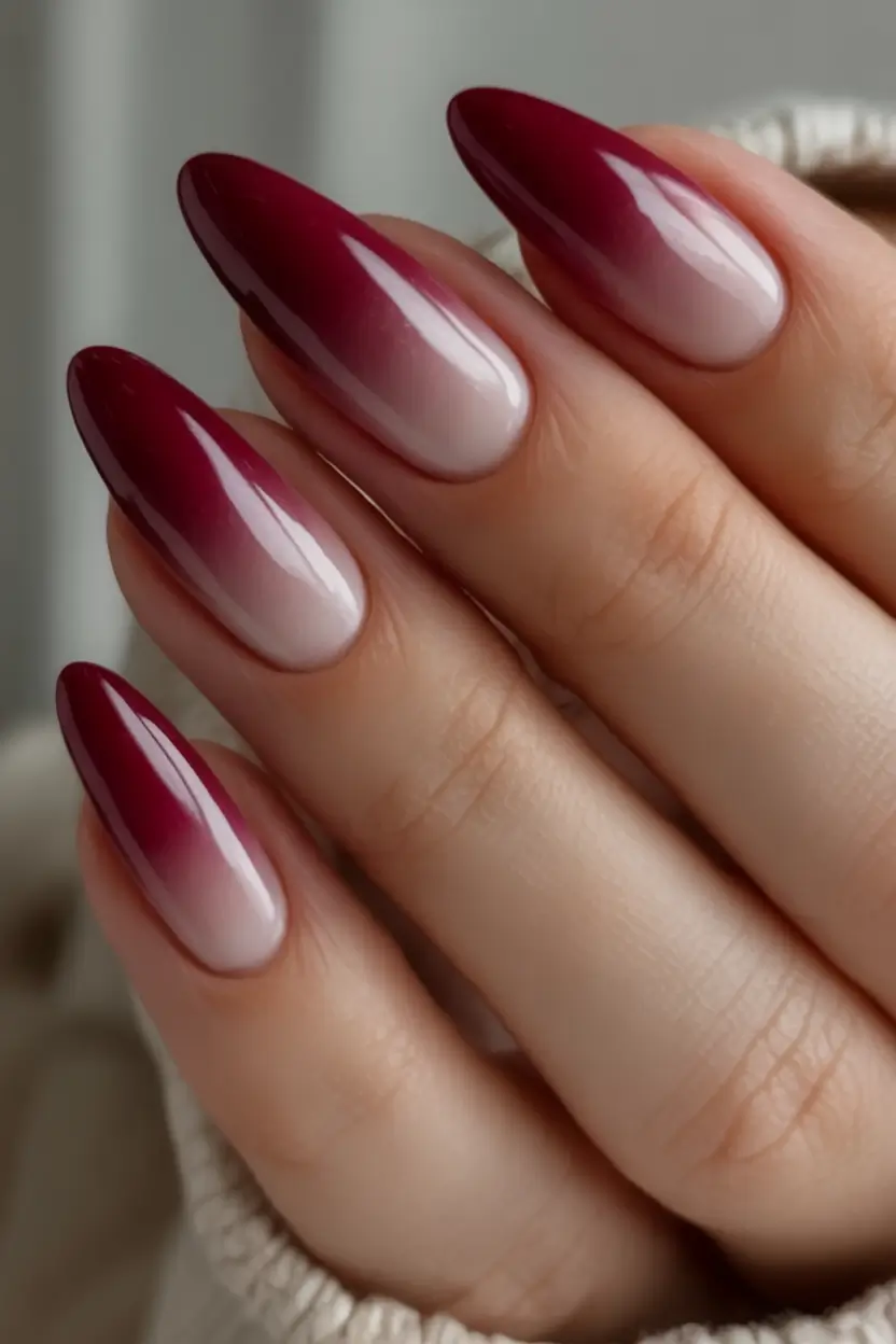 September 2025 Nail Colors Shades Wine Ombre Fade