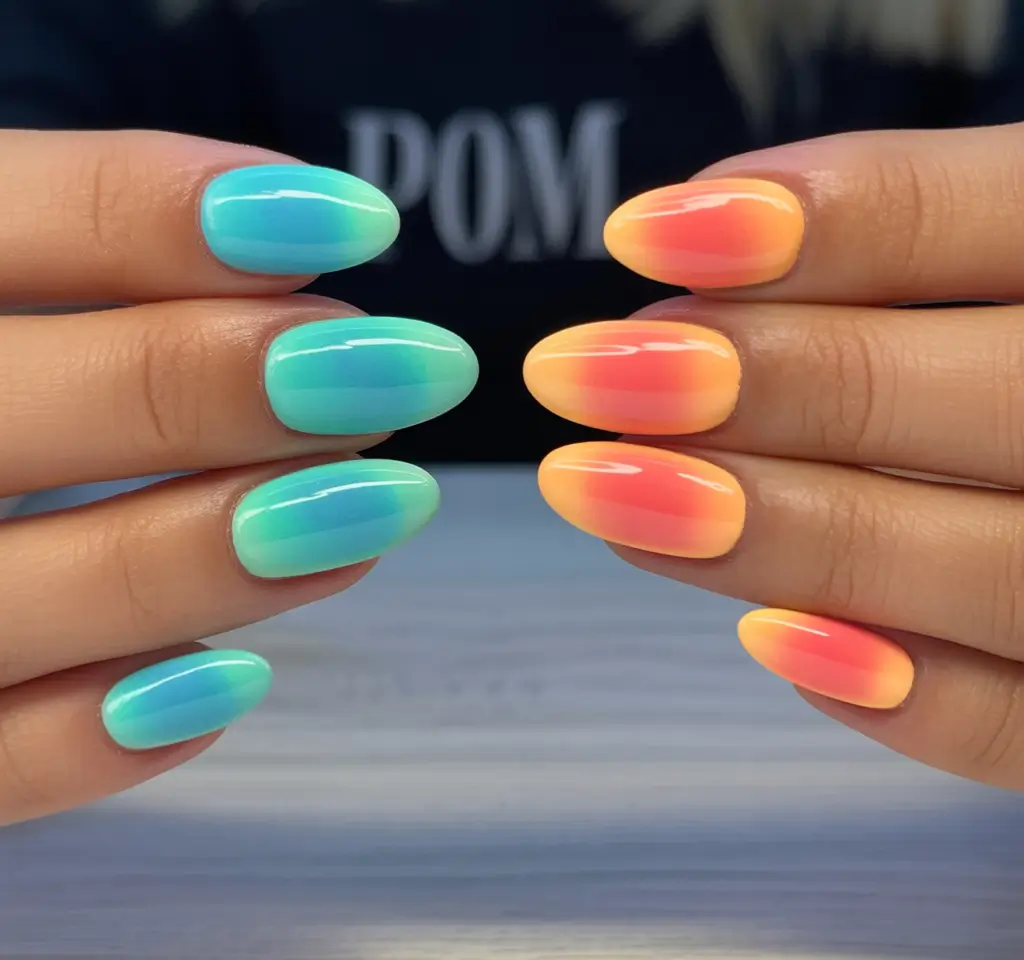 September 2025 Nail Colors Shades Dual Sunset and Ocean Fade
