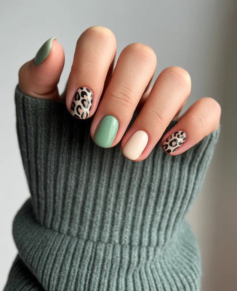 short fall nails trends 2025 Earthy Leopard Charm