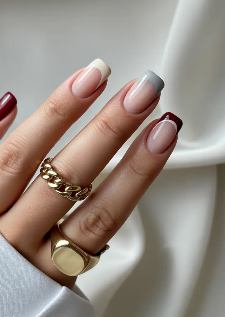short fall nails trends 2025 Elegant Multi-Tone French