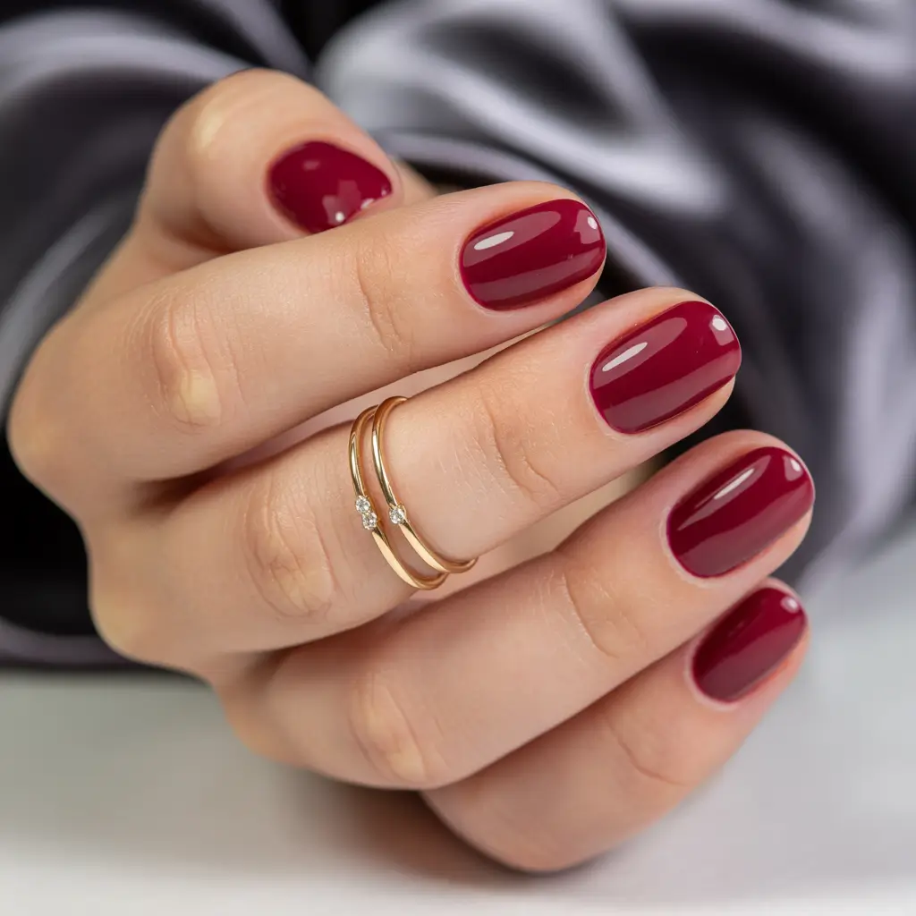 short fall nails trends 2025 Deep Crimson Simplicity