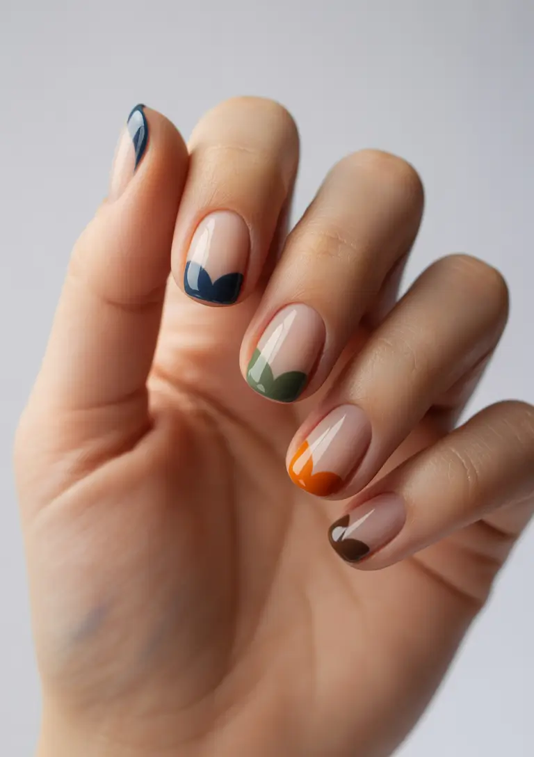 short fall nails trends 2025 Playful Multi-Color French