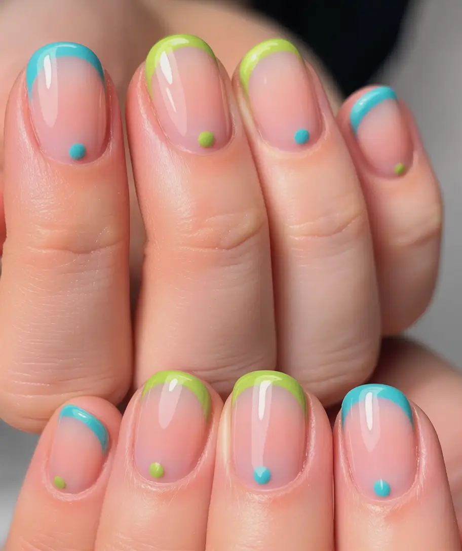 short fall nails trends 2025 modern french neon twist