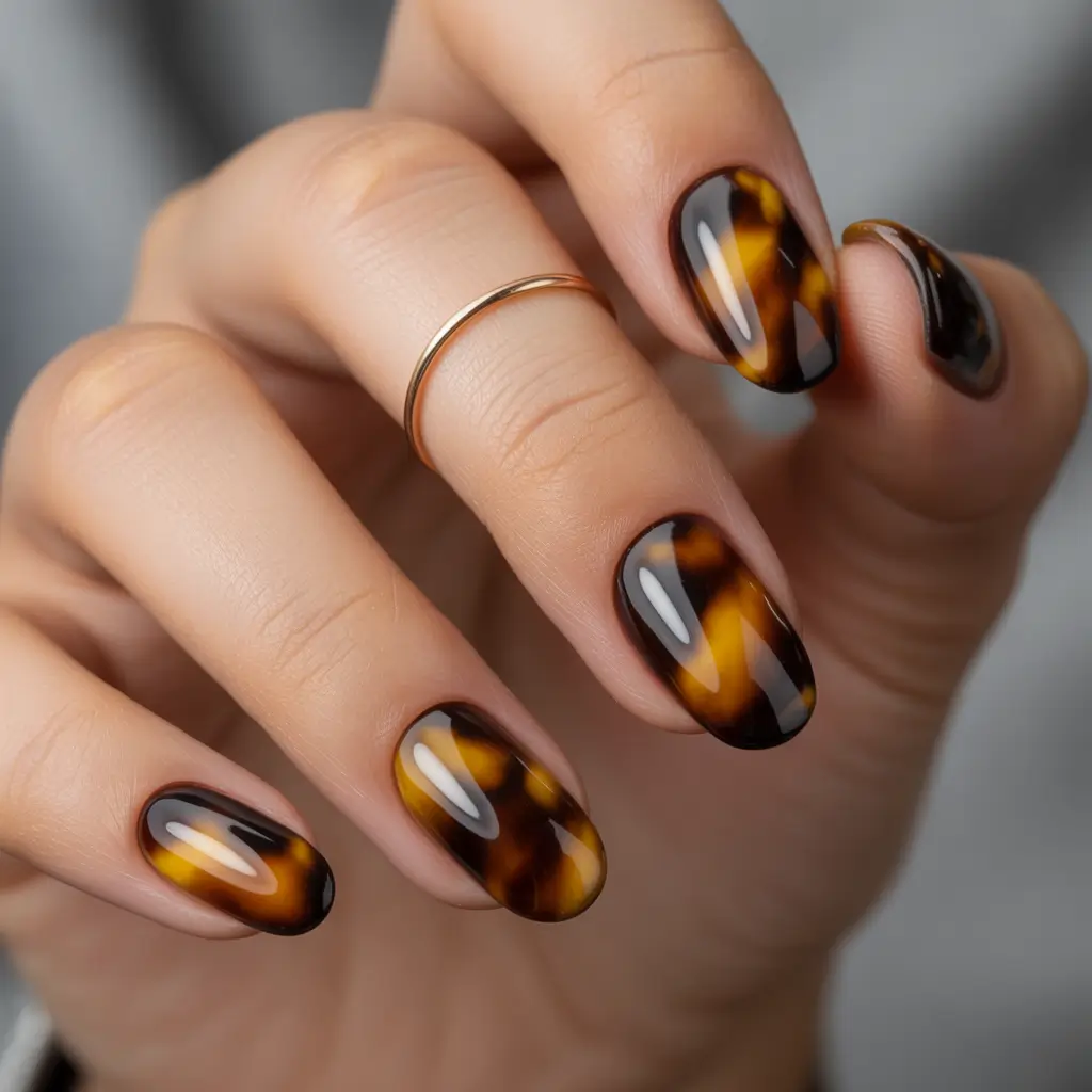 short fall nails trends 2025 tortoiseshell luxe
