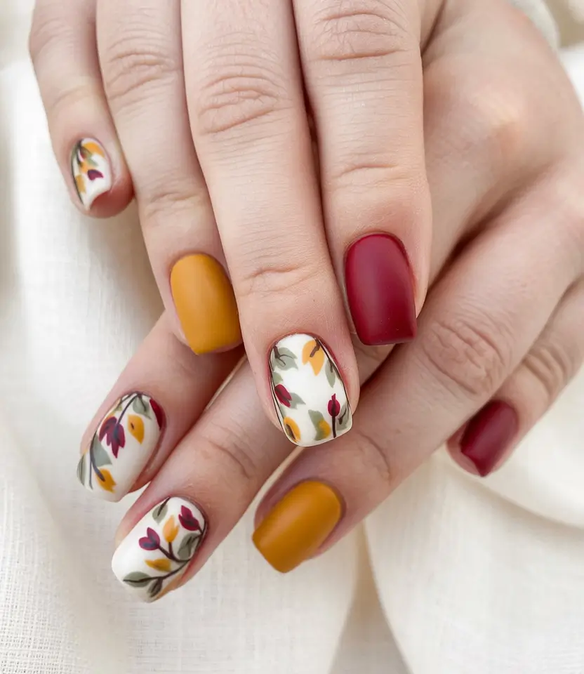short fall nails trends 2025 floral matte fantasy