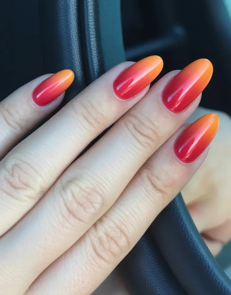Stylish Fall 2025 Manicure Ideas Sunset Ombre Glow