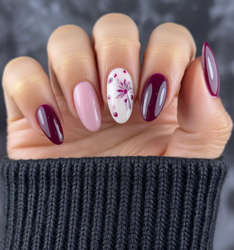 Stylish Fall Oval Shape Nail Designs 2025 Berry Tones with Feminine Accents