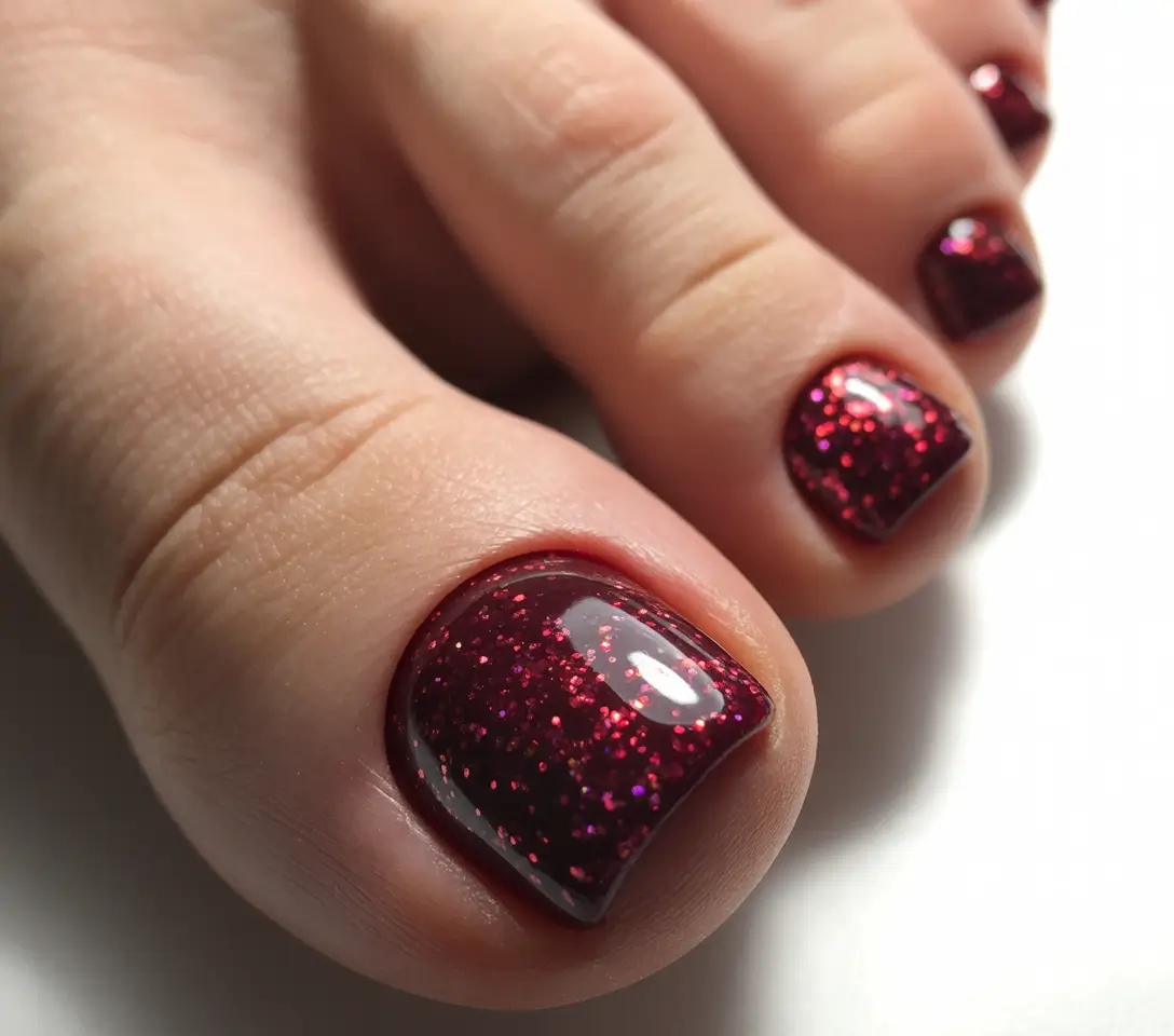 Stylish Minimalist Fall Nails 2025 Burgundy Wine Sparkle