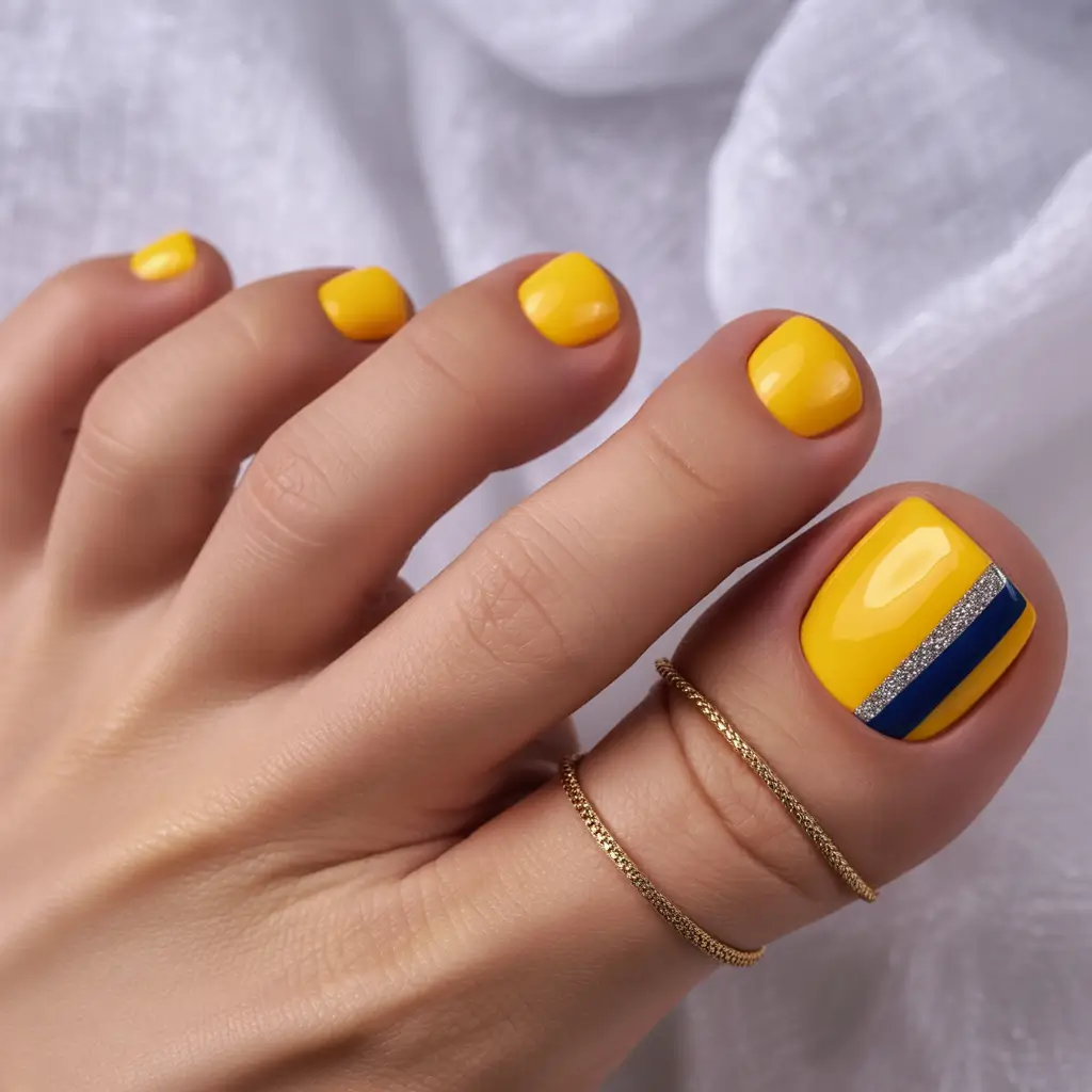 Stylish Minimalist Fall Nails 2025 Sunshine with Bold Stripe