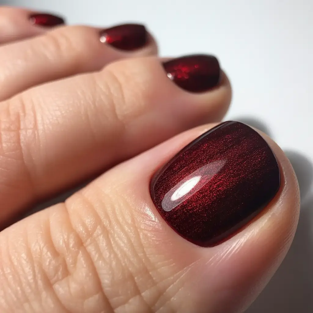 Stylish Minimalist Fall Nails 2025 Deep Wine Red Shine
