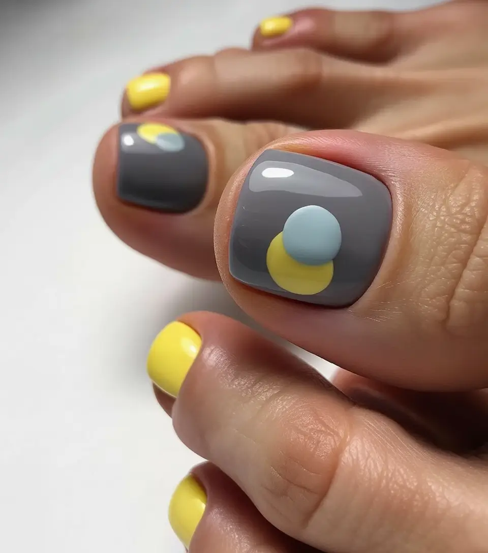 Stylish Minimalist Fall Nails 2025 Playful Circles on Gray