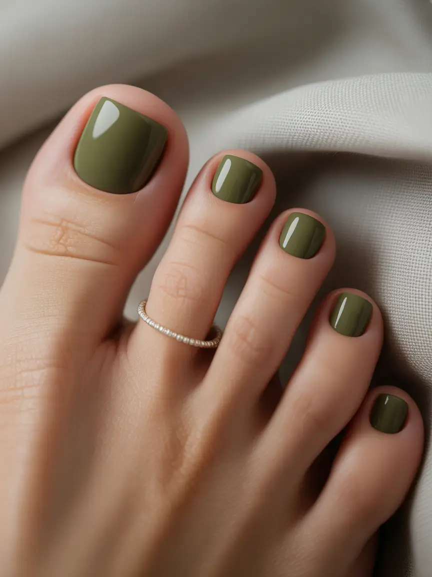 Stylish Minimalist Fall Nails 2025 Olive Green Elegance