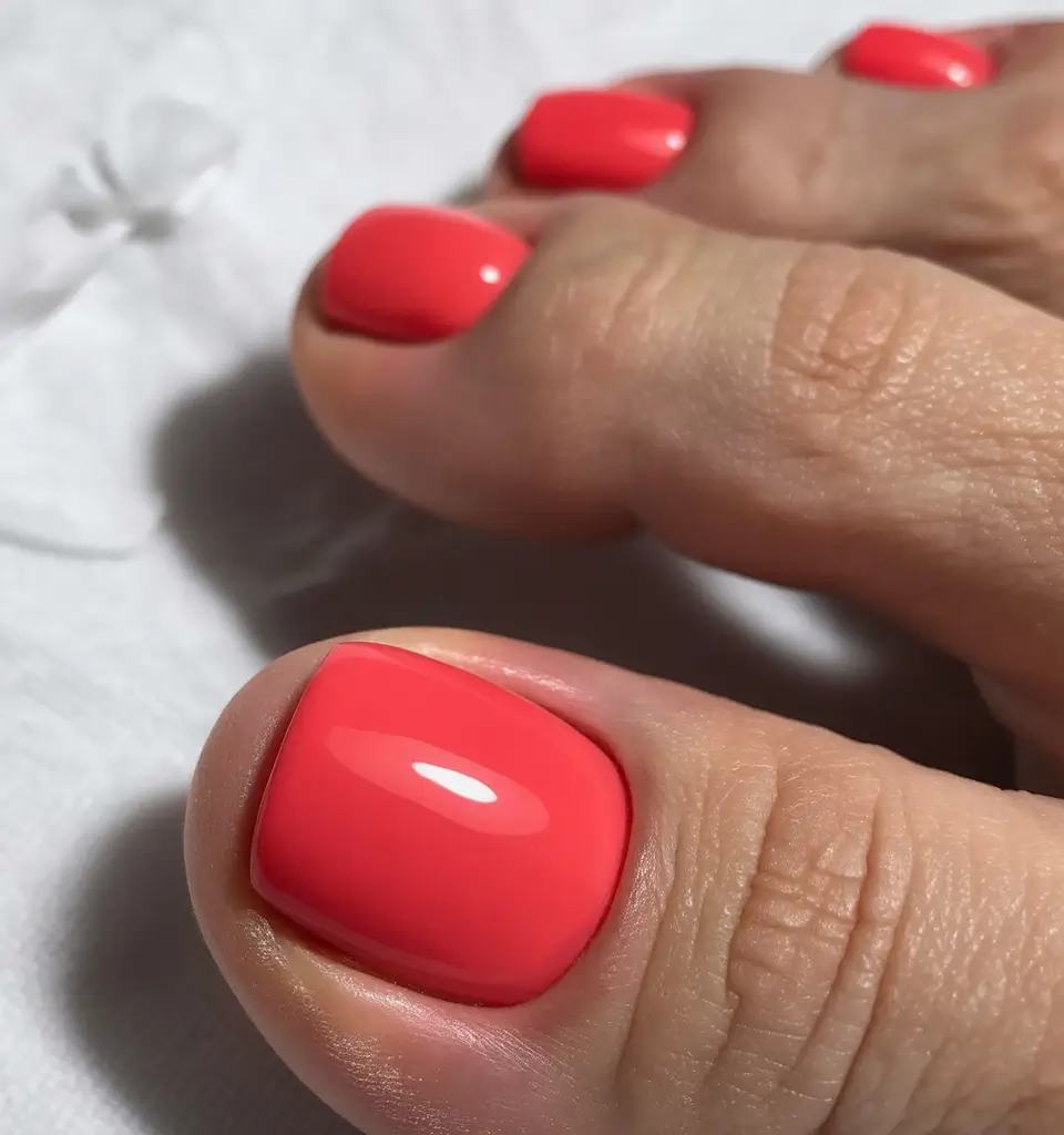 Stylish Minimalist Fall Nails 2025 Bright Coral Accent