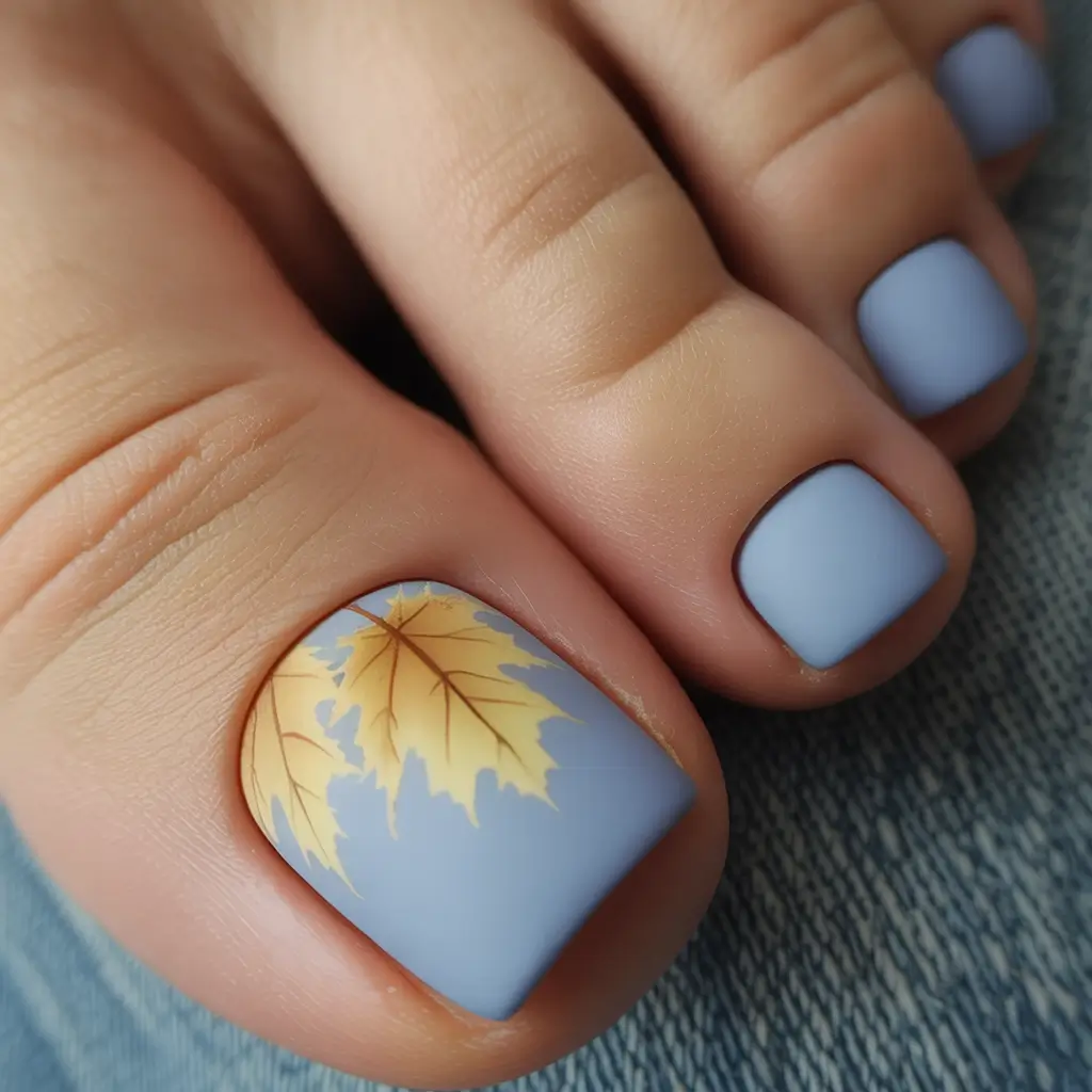Stylish Minimalist Fall Nails 2025 Golden Leaf Detail