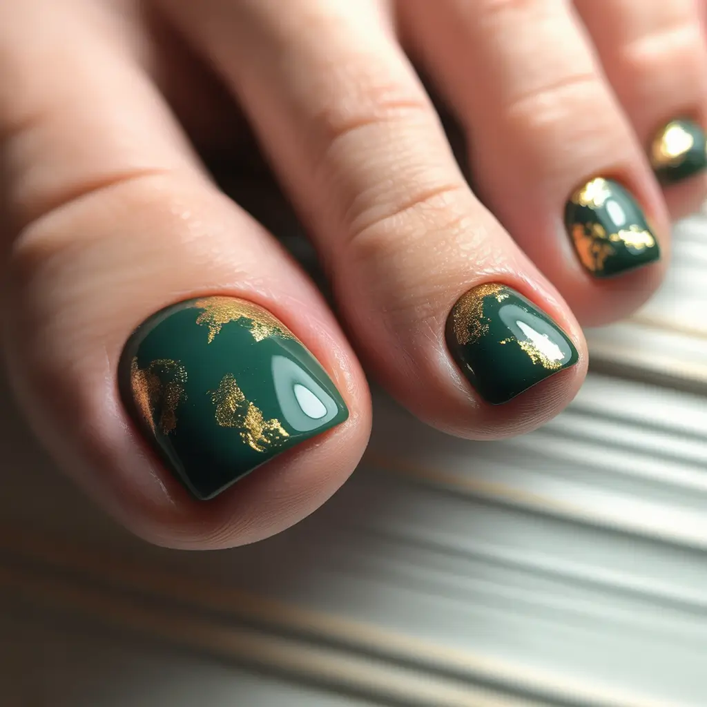 Stylish Minimalist Fall Nails 2025 Emerald Green with Gold Touch