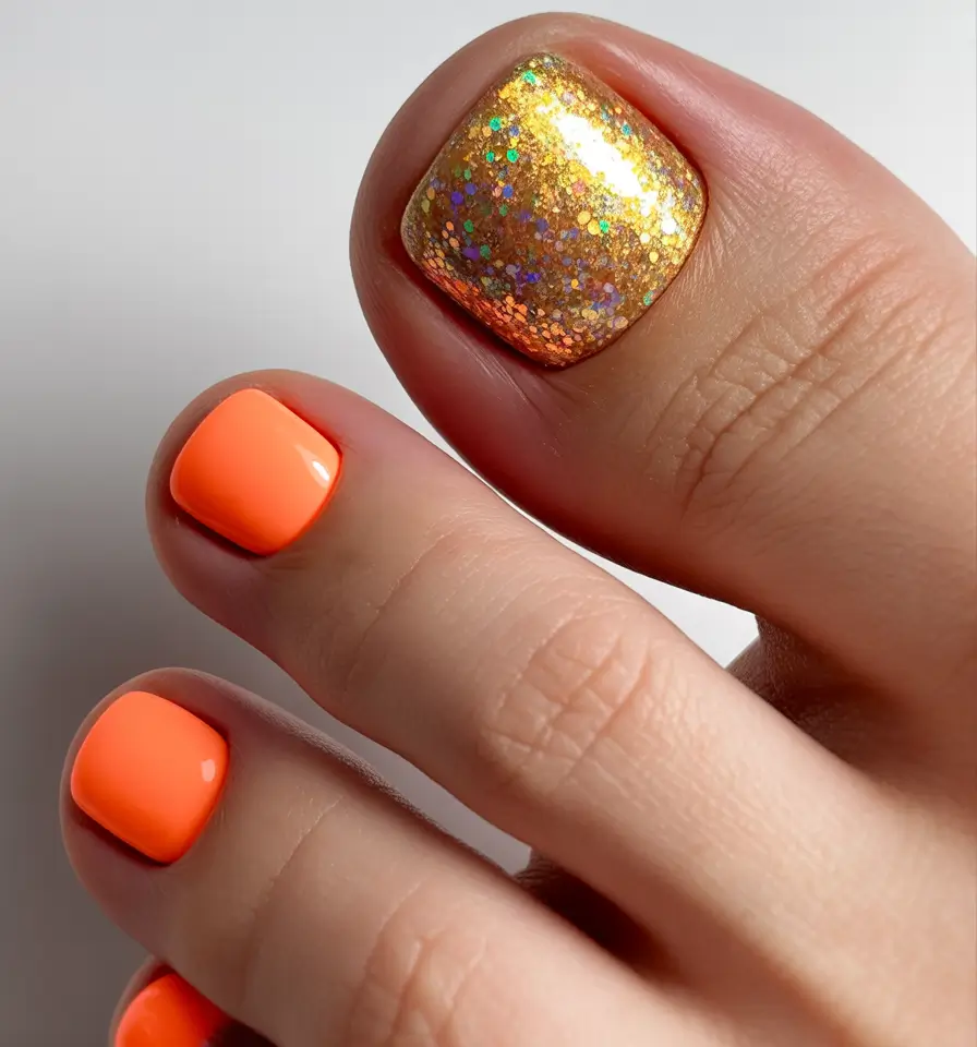 Stylish Minimalist Fall Nails 2025 Orange and Gold Glow