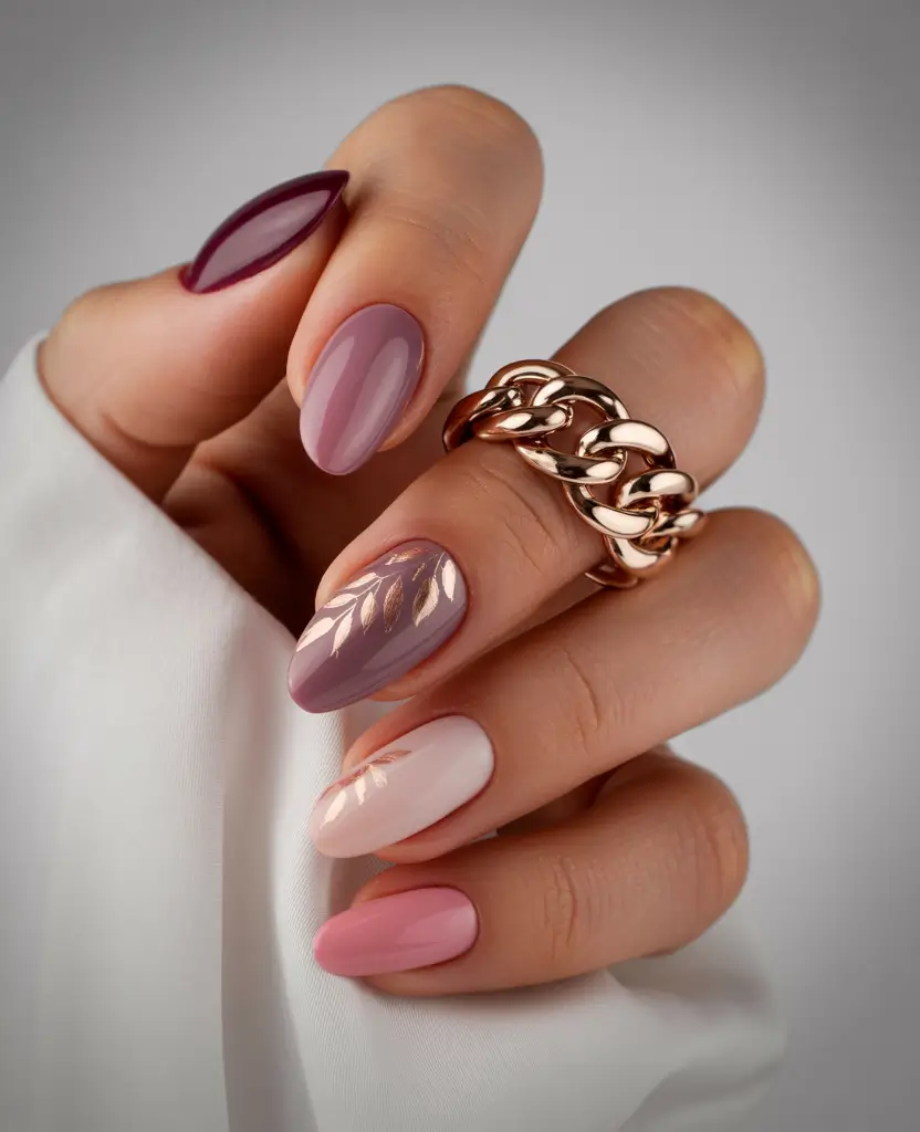 Stylish Neutral Fall Nails 2025 Multi-Toned Mauve Perfection