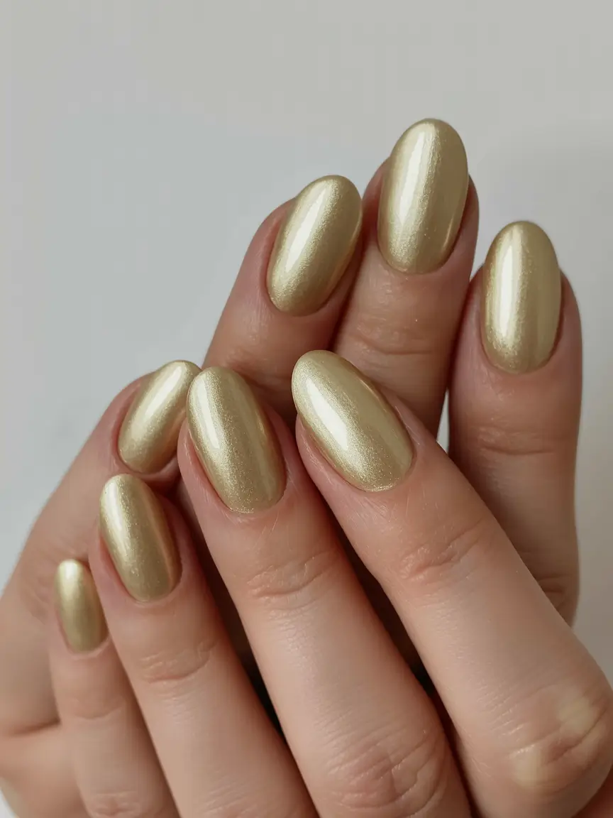 Stylish Neutral Fall Nails 2025 Golden Glow Almond