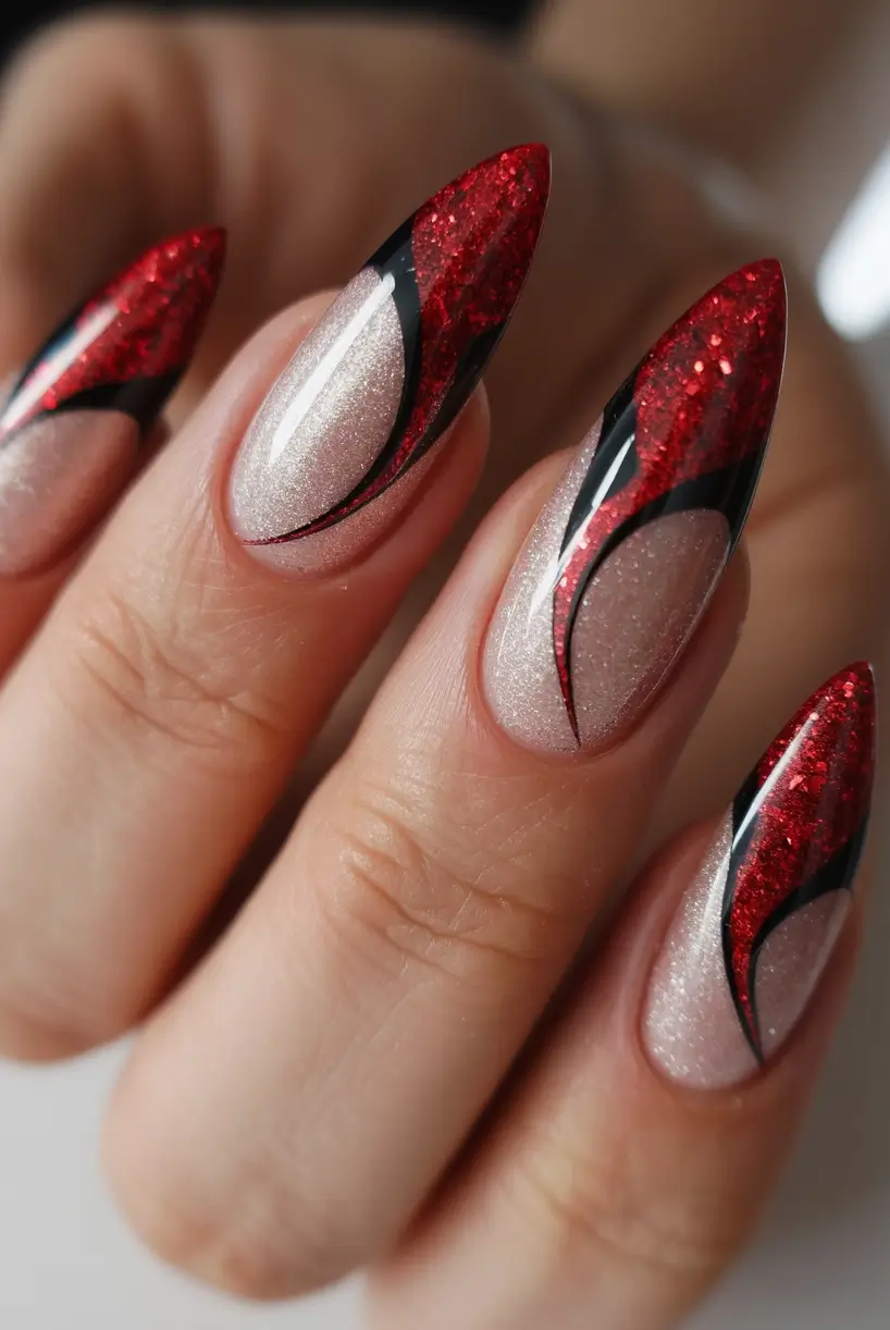 Stylish Red Fall Nails 2025 Fiery Almond Drama
