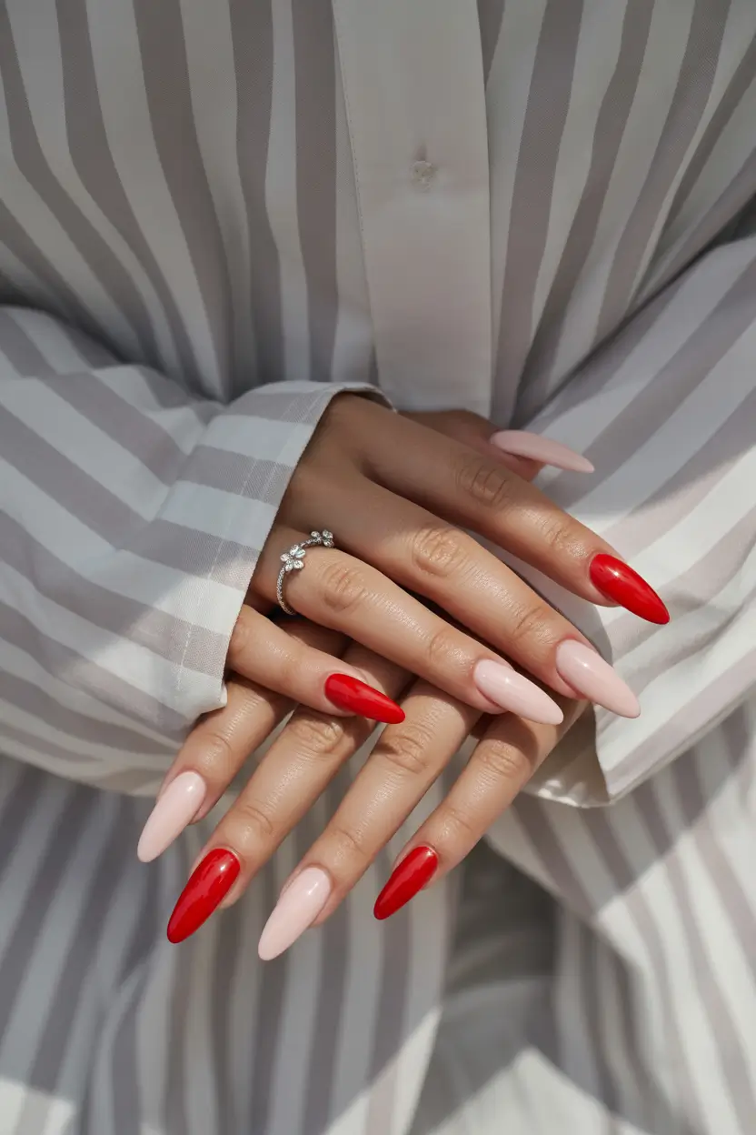 Stylish Red Fall Nails 2025 Minimalist French Twist