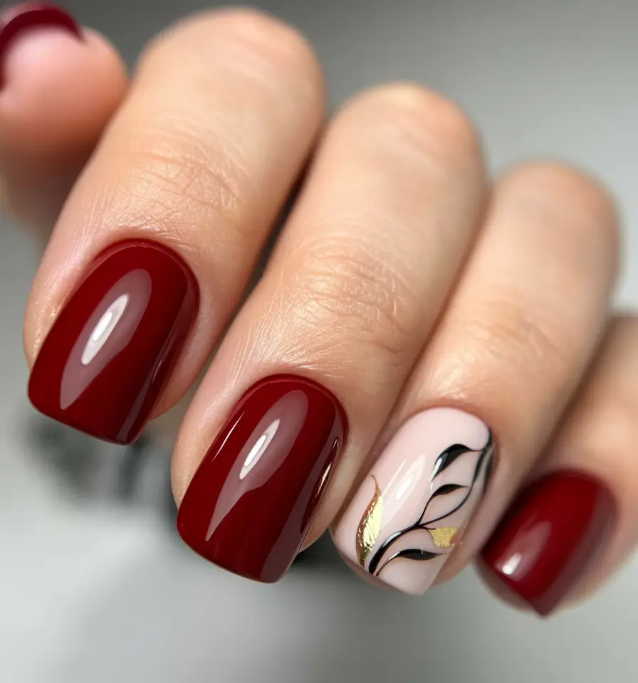 Stylish Red Fall Nails 2025 Short Square Elegance