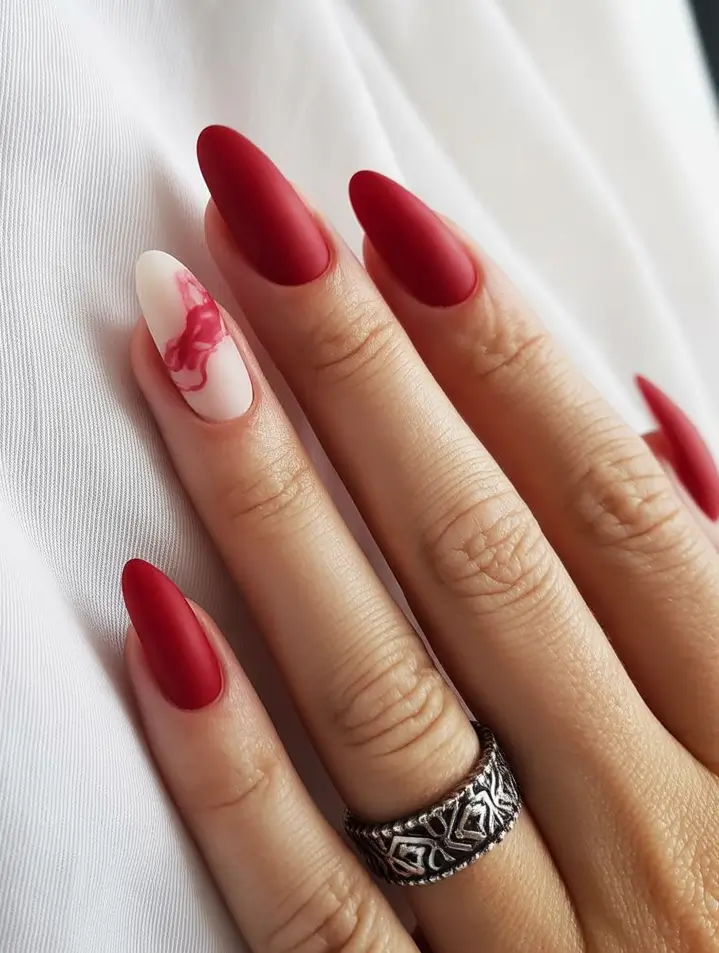 Stylish Red Fall Nails 2025 Velvety Burgundy Matte