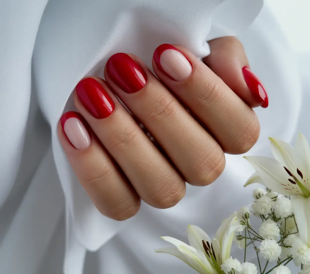 Stylish Round Fall Nails 2025 Classic Crimson with a Twist