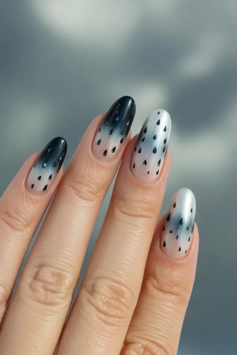 Stylish Round Fall Nails 2025 Rainy Day Ombre