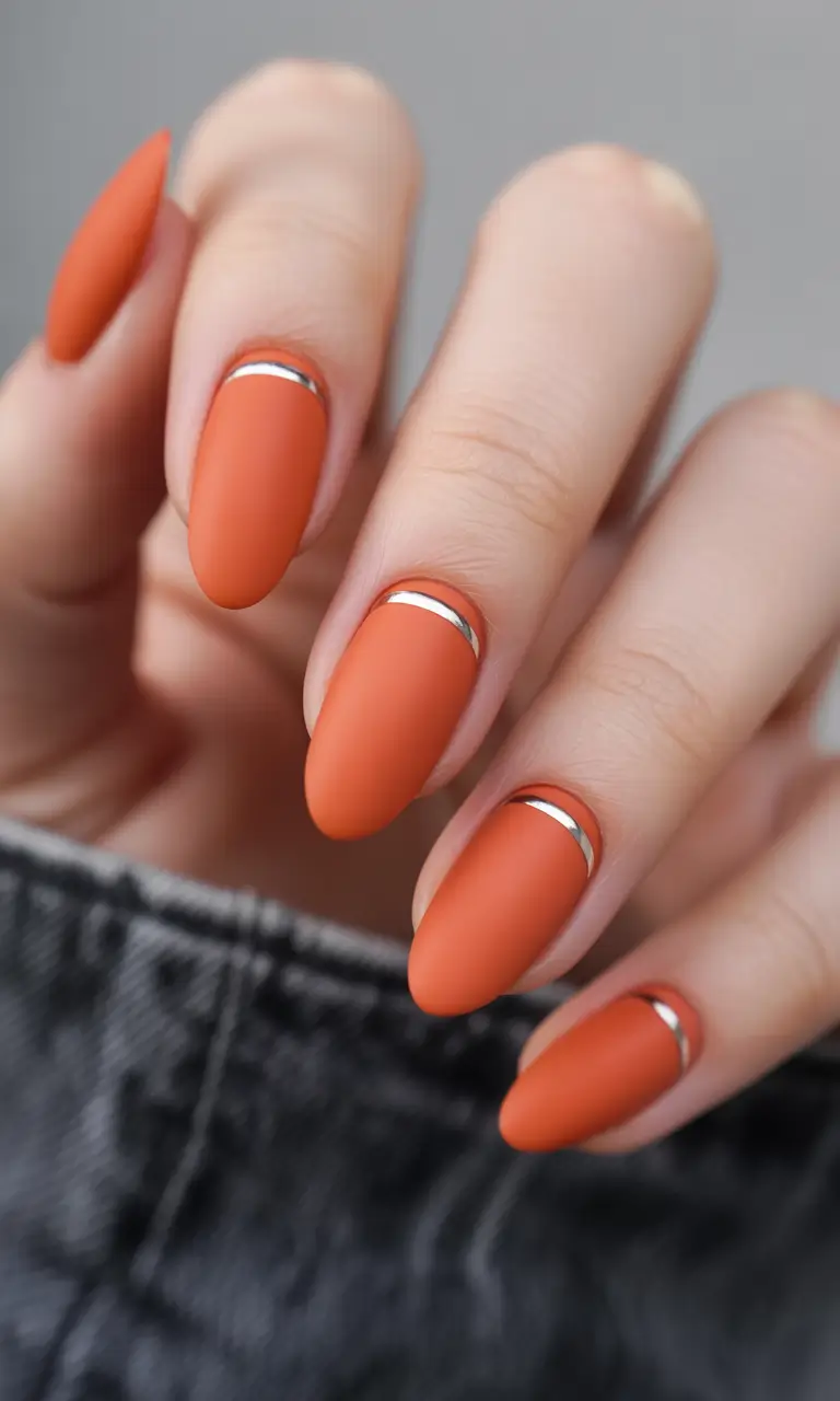 Stylish Round Fall Nails 2025 Burnt Orange Matte Chic