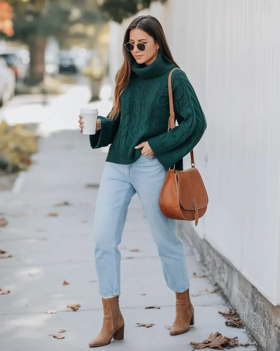 Top Fashion Trends Women for Fall 2025 Cozy Green Knits and Vintage Light Denim