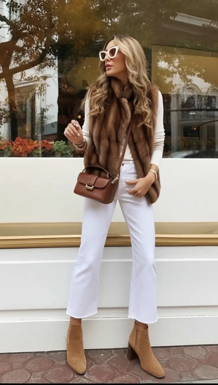 Top Fashion Trends Women for Fall 2025 Neutral Luxe with White Denim
