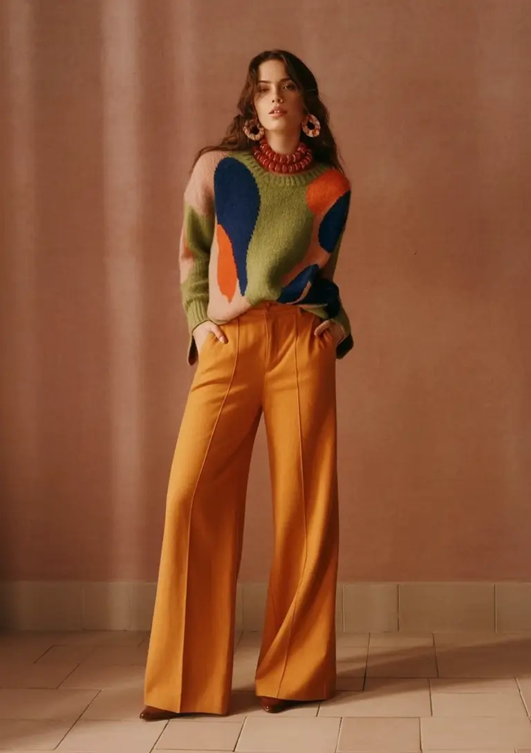 Top Fashion Trends Women for Fall 2025 Retro Pop and Luxe Mustard Trousers