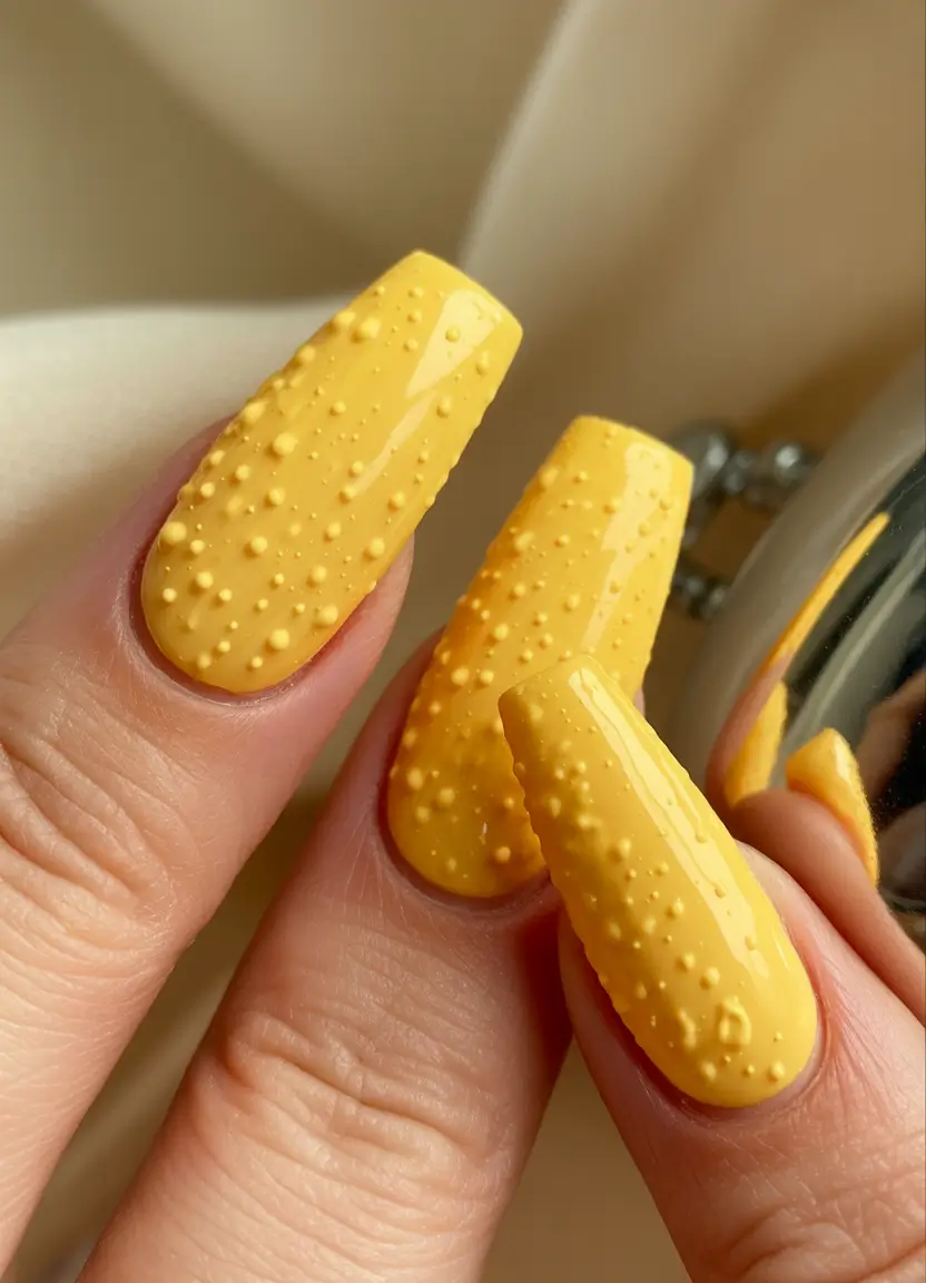 Trendy Fall Ballerina Nails 2025 Golden Bead Texture