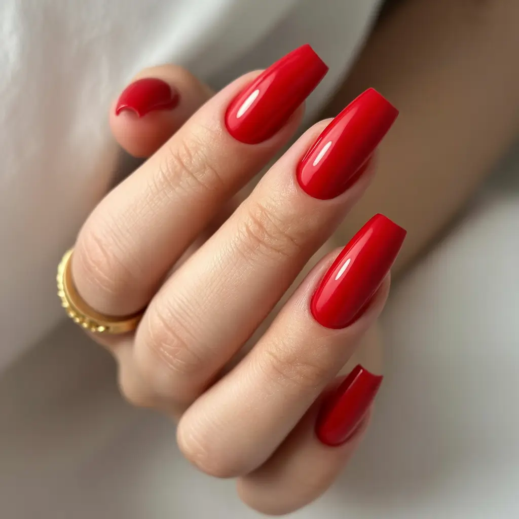 Trendy Fall Ballerina Nails 2025 Classic Red Elegance