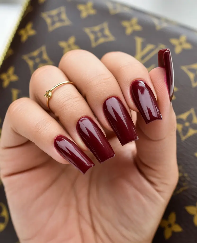 Trendy Fall Ballerina Nails 2025 Deep Burgundy Elegance