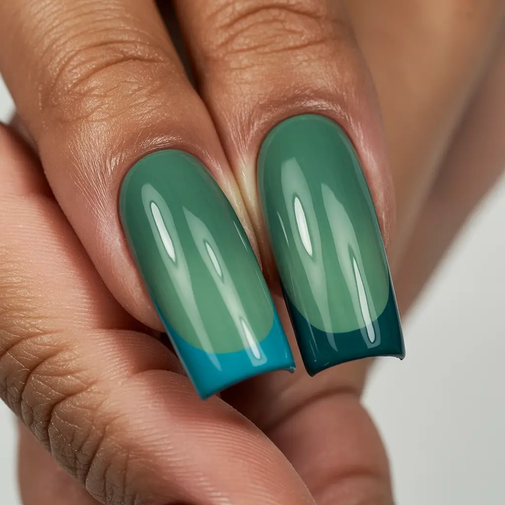 Trendy Fall Green Nail Designs 2025 Green Meets Blue French