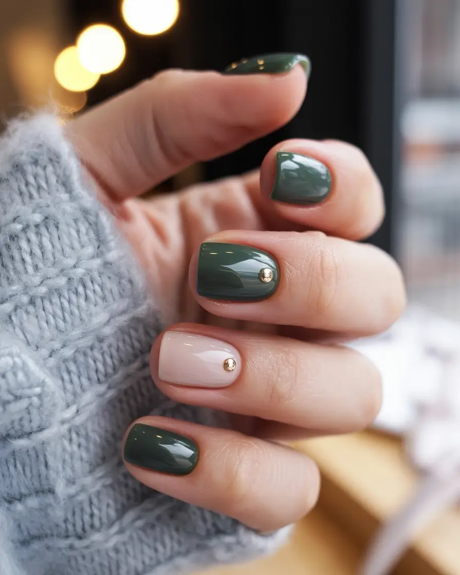 Trendy Fall Green Nail Designs 2025 Minimalist Green Charm
