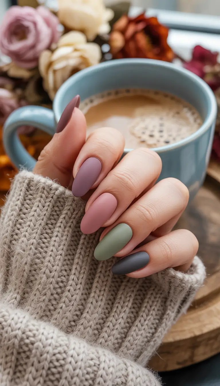 Trendy Fall Matte Nails 2025 Soft Autumn Latte Tones