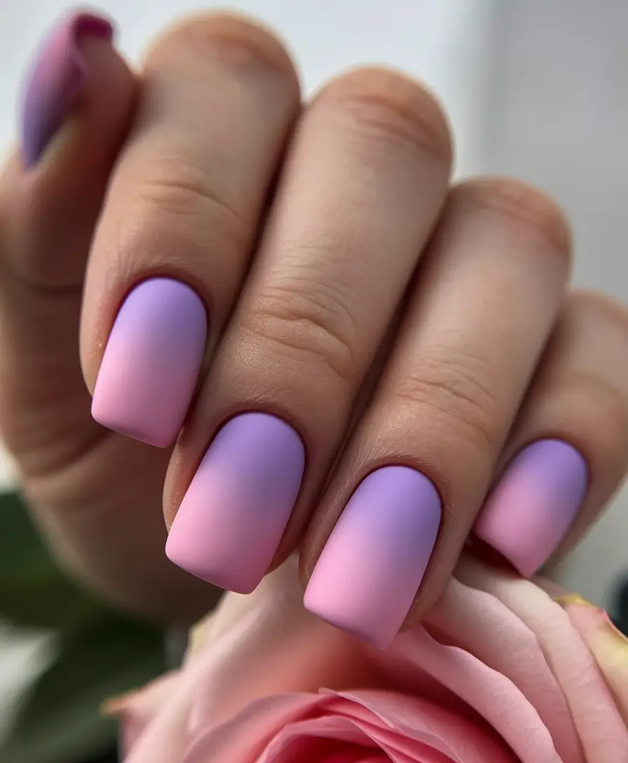 Trendy Fall Matte Nails 2025 Violet Dream Fade