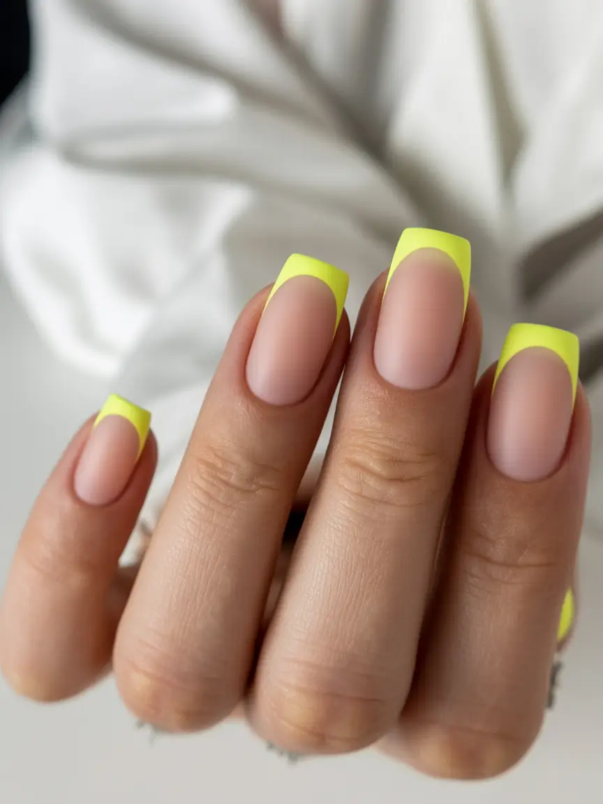 Trendy Fall Matte Nails 2025 Neon French Twist