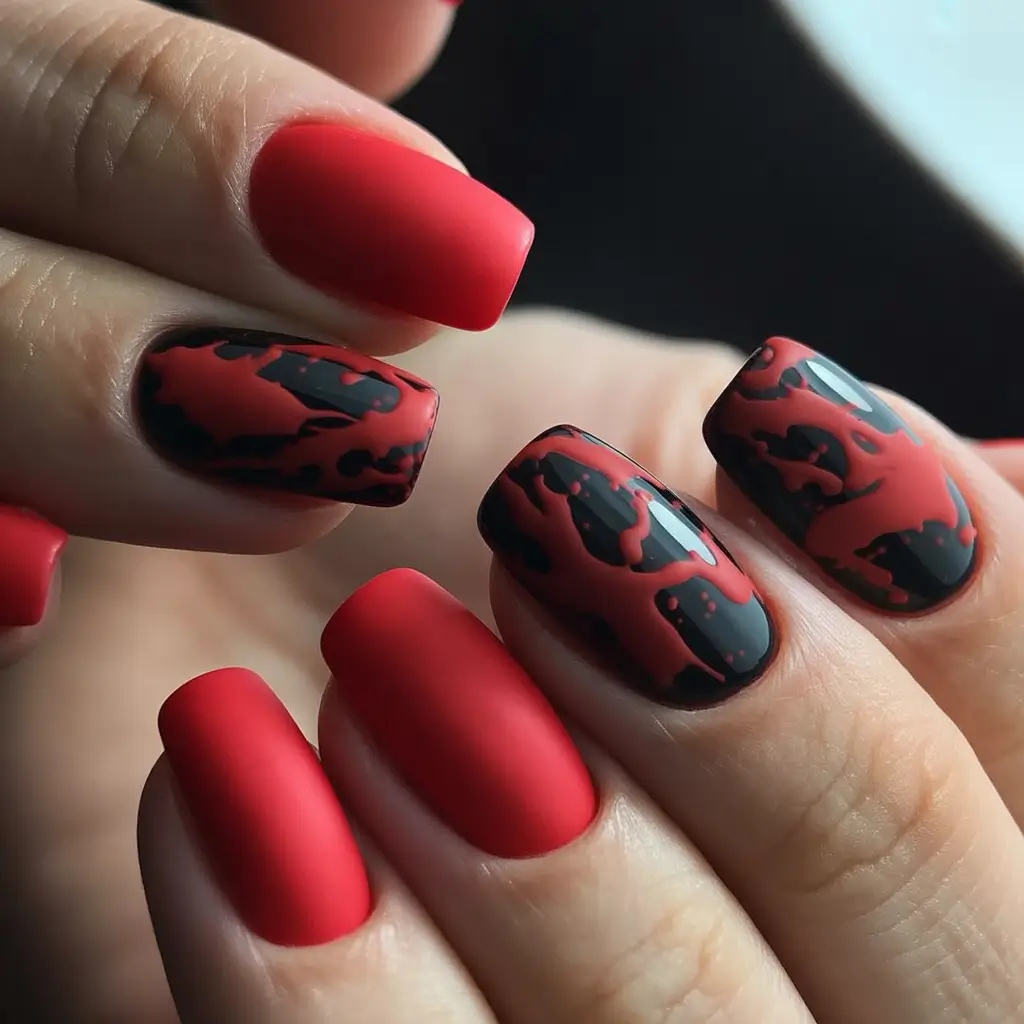 Trendy Fall Matte Nails 2025 Crimson Lava Drama