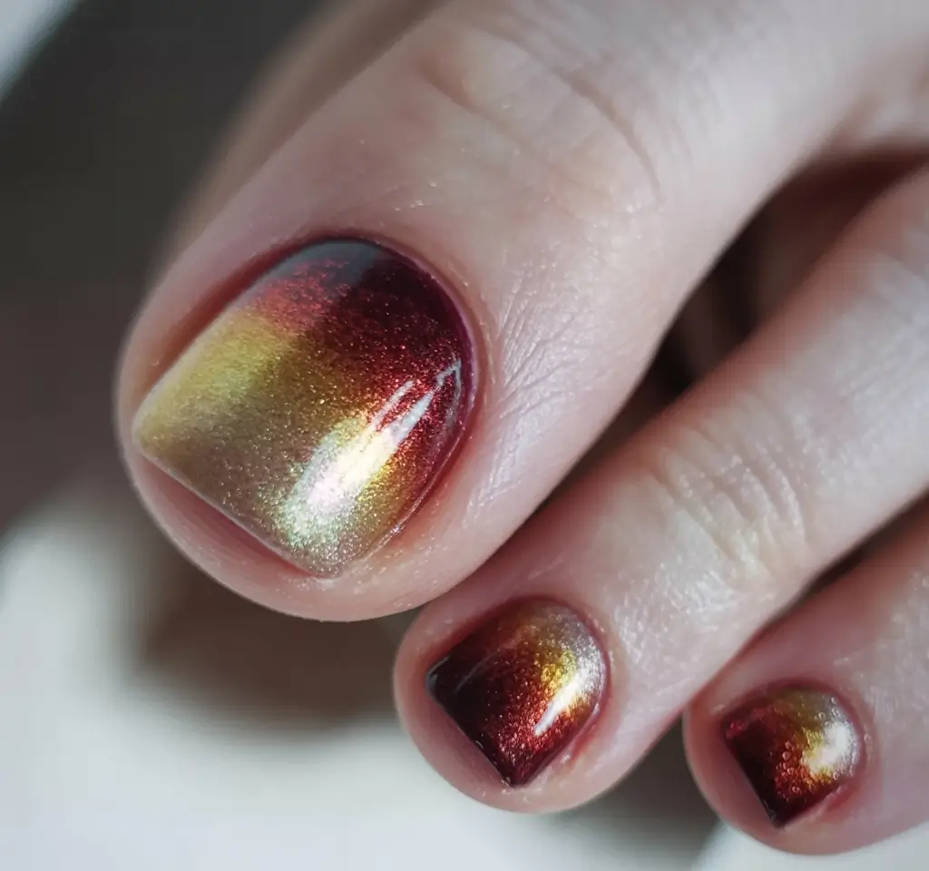 Trendy Fall Toe Nail Designs 2025 Molten Autumn Gradient