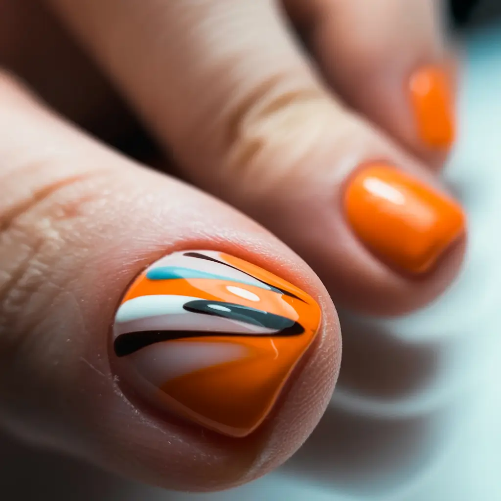 Trendy Fall Toe Nail Designs 2025 Bold Retro Orange