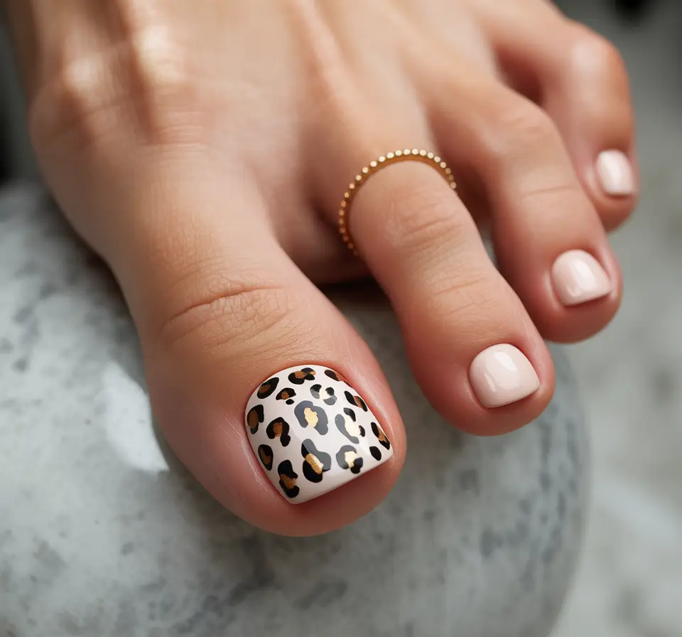 Trendy Fall Toe Nail Designs 2025 Leopard Luxe