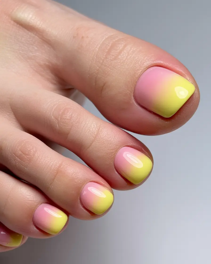 Trendy Fall Toe Nail Designs 2025 Sunset Pastel Fade