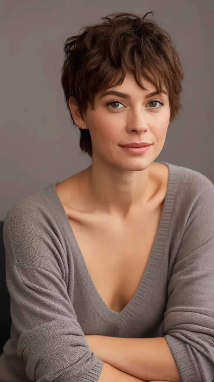 Trendy Pixie Haircuts to Try This Fall 2025 Choppy Wavy Pixie with Relaxed Ends