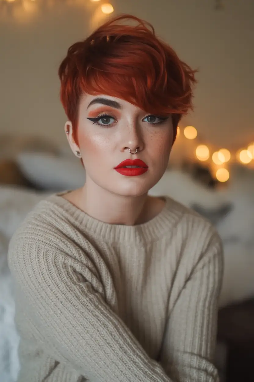 Trendy Pixie Haircuts to Try This Fall 2025 Long Asymmetrical Copper Pixie
