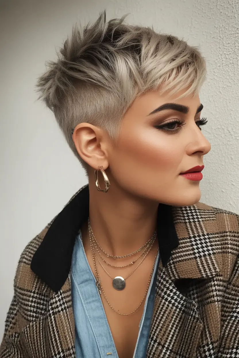 Trendy Pixie Haircuts to Try This Fall 2025 Feathered Frost with Root Fade